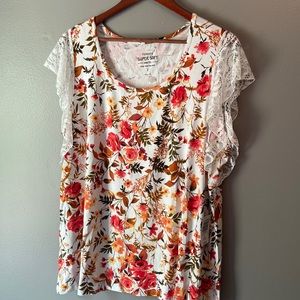 Torrid Flutter Sleeve Floral Soft Tee Size 2